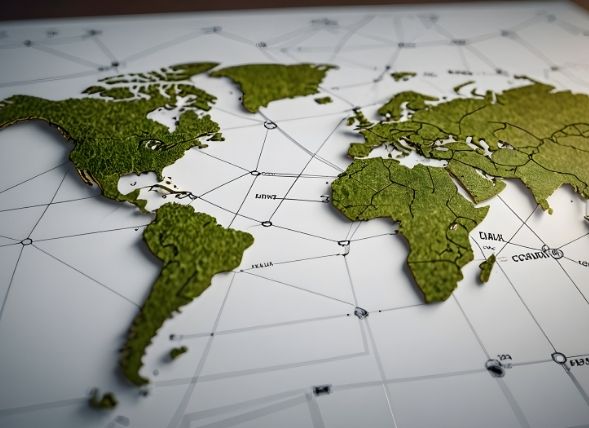 Mapa de Europa y del mundo como mercados de destino de Zenira Trade